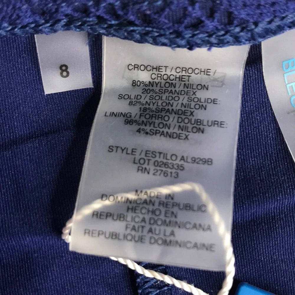 BLEAU ROD BEATTIE Blue Crochet Flyaway Ole Skirt Swim Bottom 8